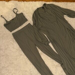 Women's 3 Piece Olive Green Intimate Lounge Set